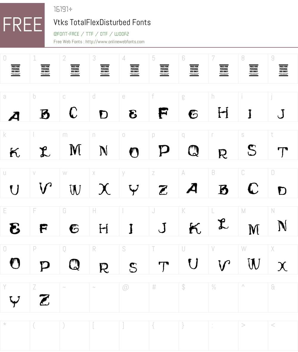 Vtks TotalFlexDisturbed Font Screenshots