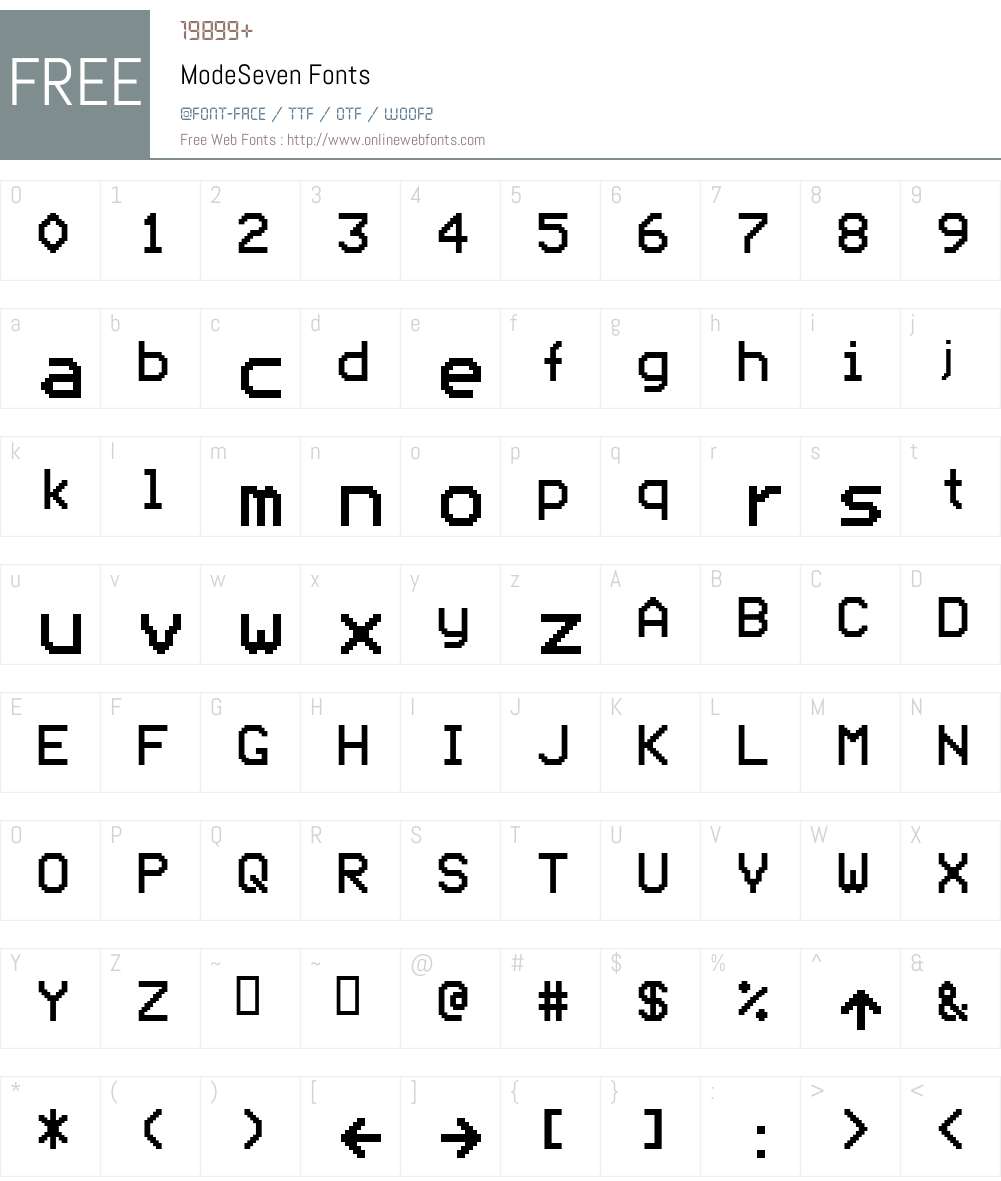ModeSeven Font Screenshots