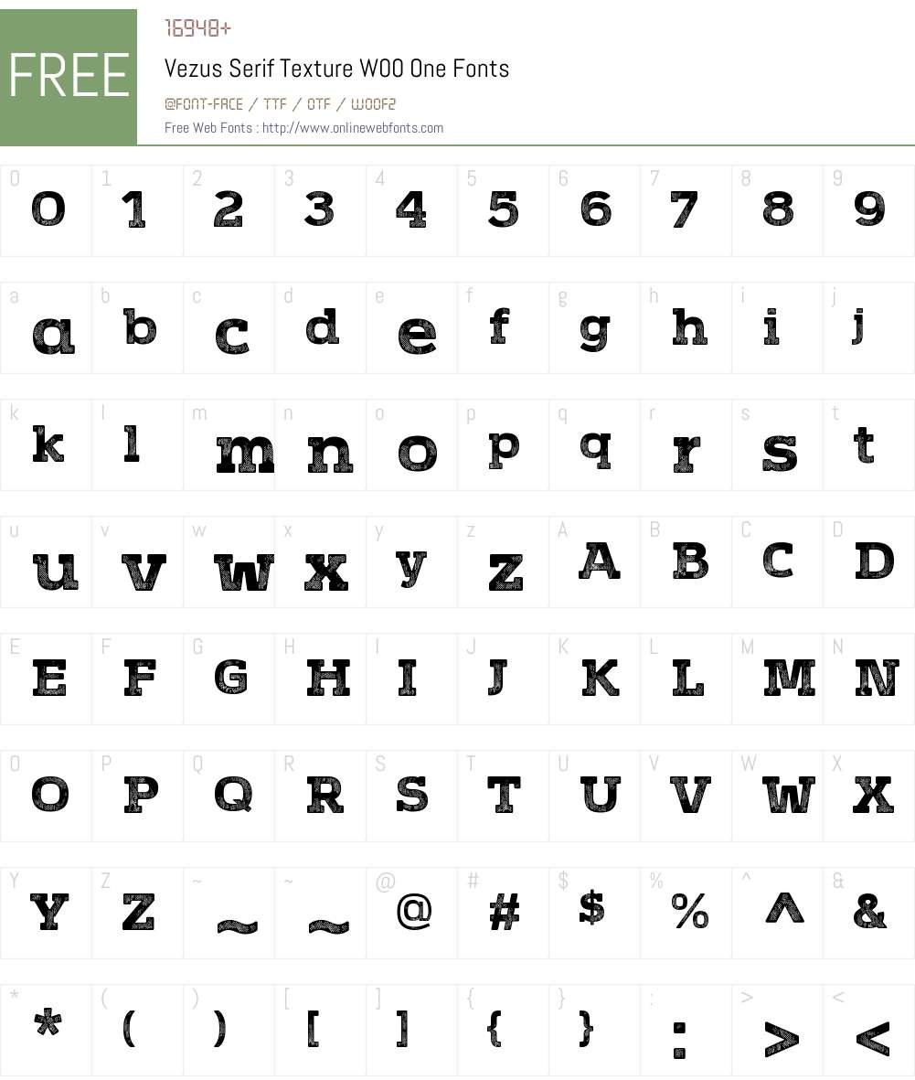 VezusSerifTextureW00-One Font Screenshots