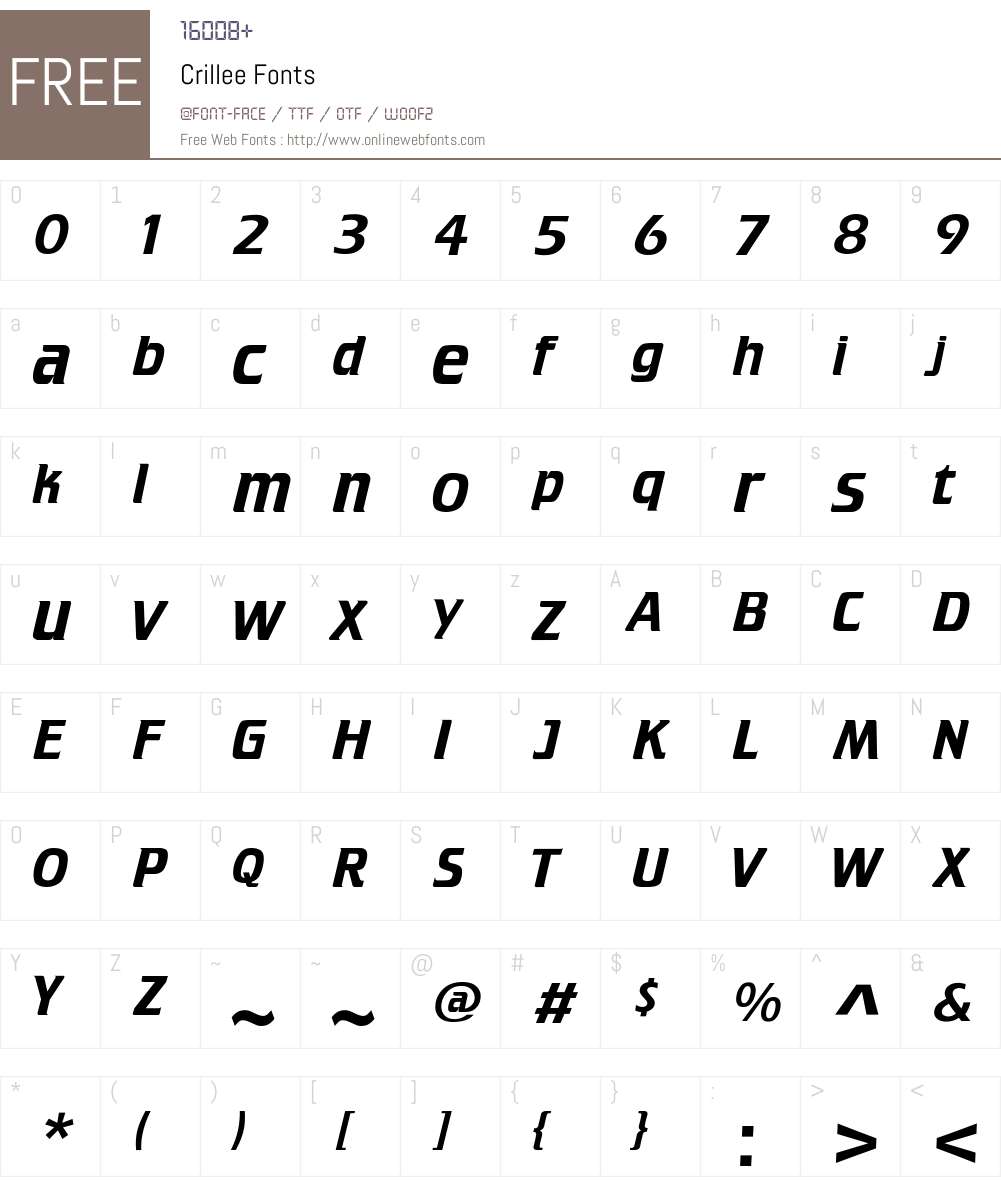 Crillee Font Screenshots