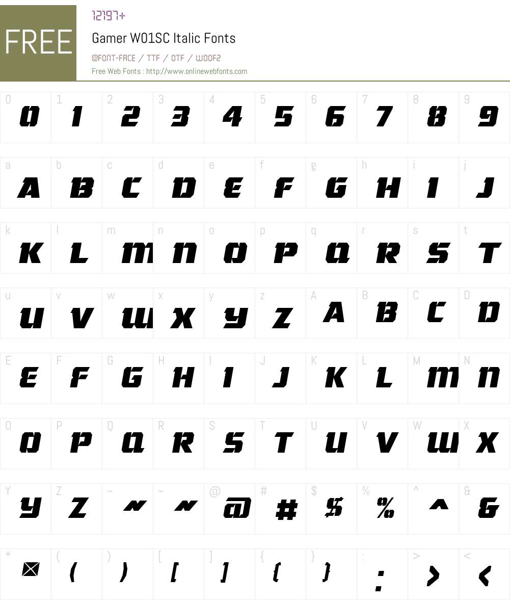 GamerW01SC-Italic Font Screenshots