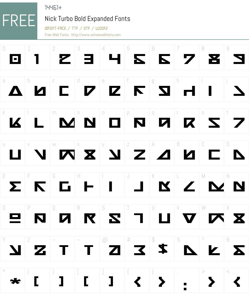 Nick Turbo Bold Expanded Font Screenshots