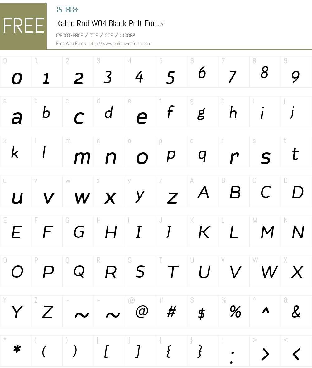 KahloRndW04-BlackPrIt Font Screenshots