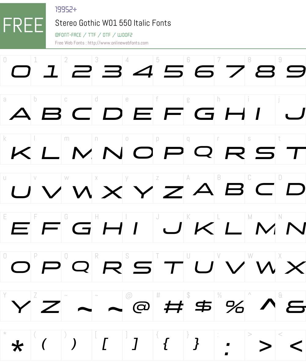 StereoGothicW01-550Italic Font Screenshots