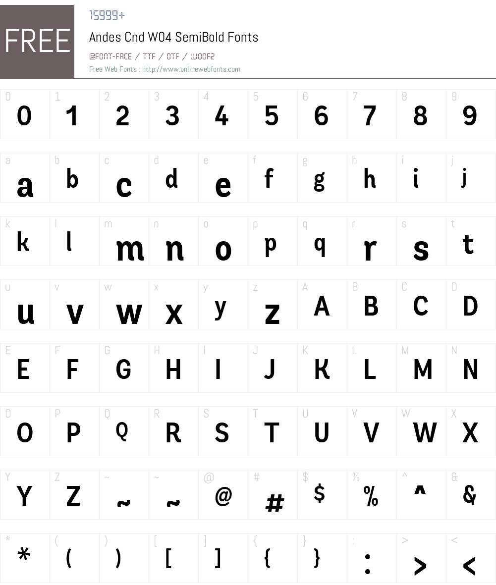 AndesCndW04-SemiBold Font Screenshots