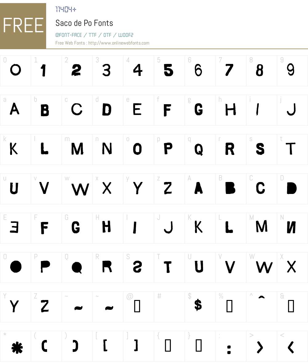 Saco de Po Font Screenshots