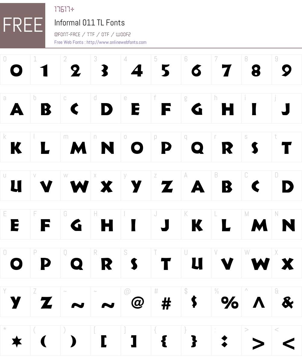 Informal011TL-Roman Font Screenshots