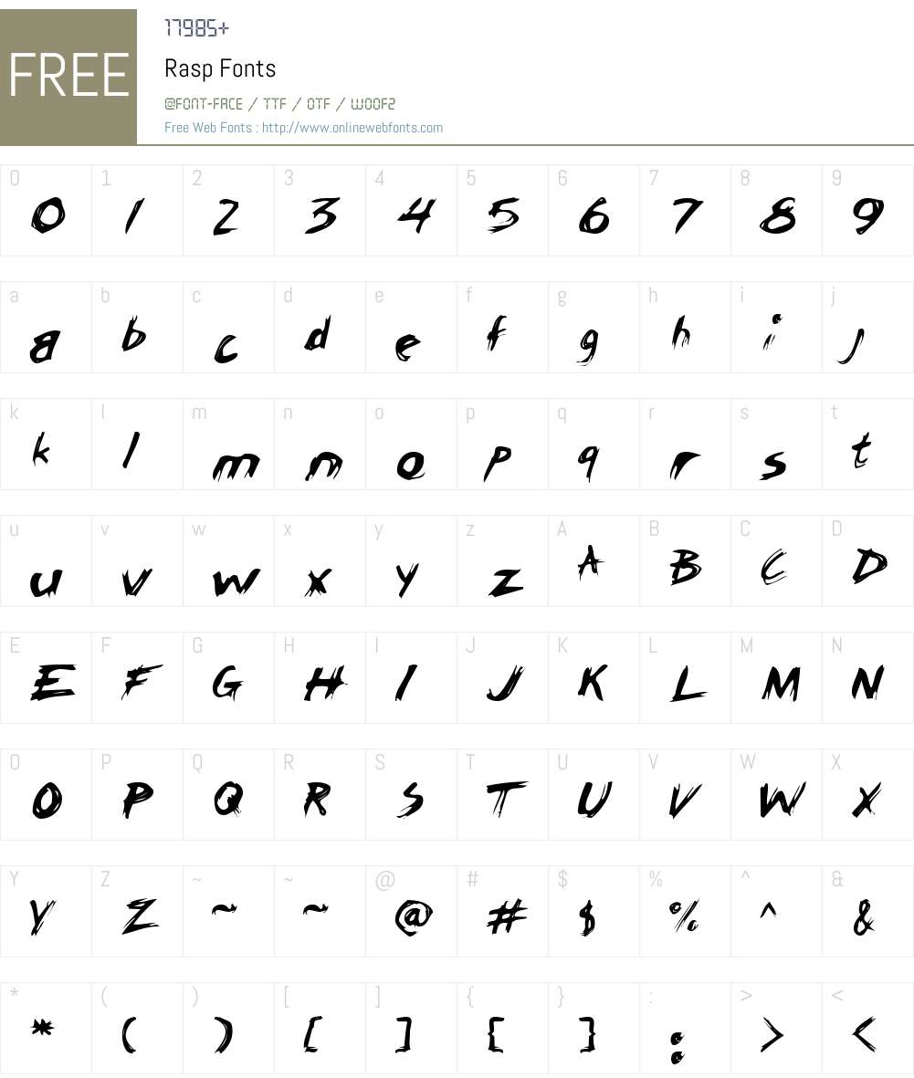 Rasp Font Screenshots
