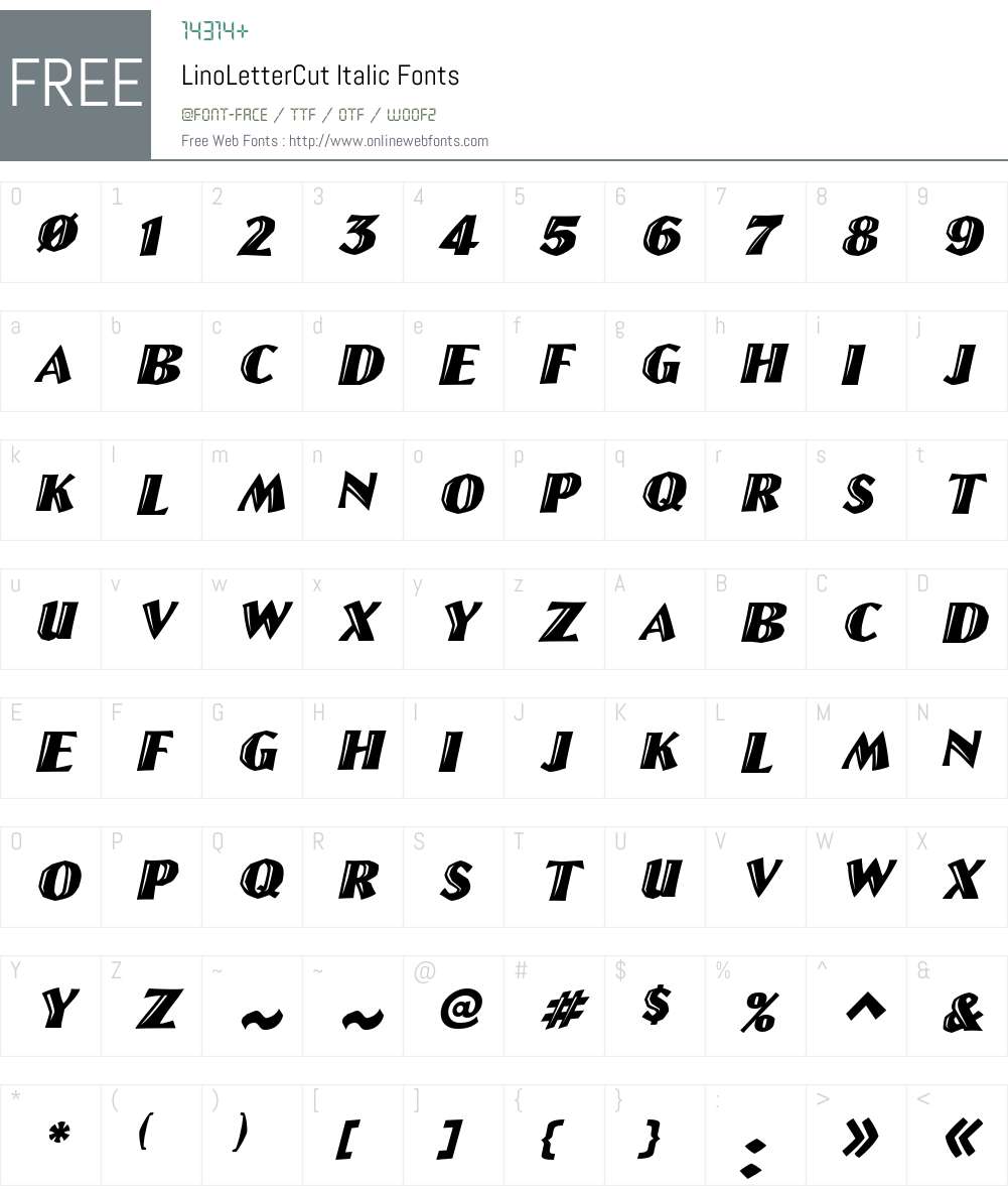 LinoLetterCut Font Screenshots