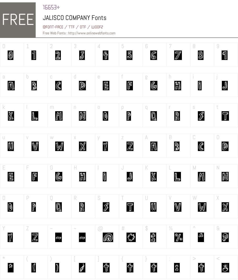 JALISCO COMPANY Font Screenshots