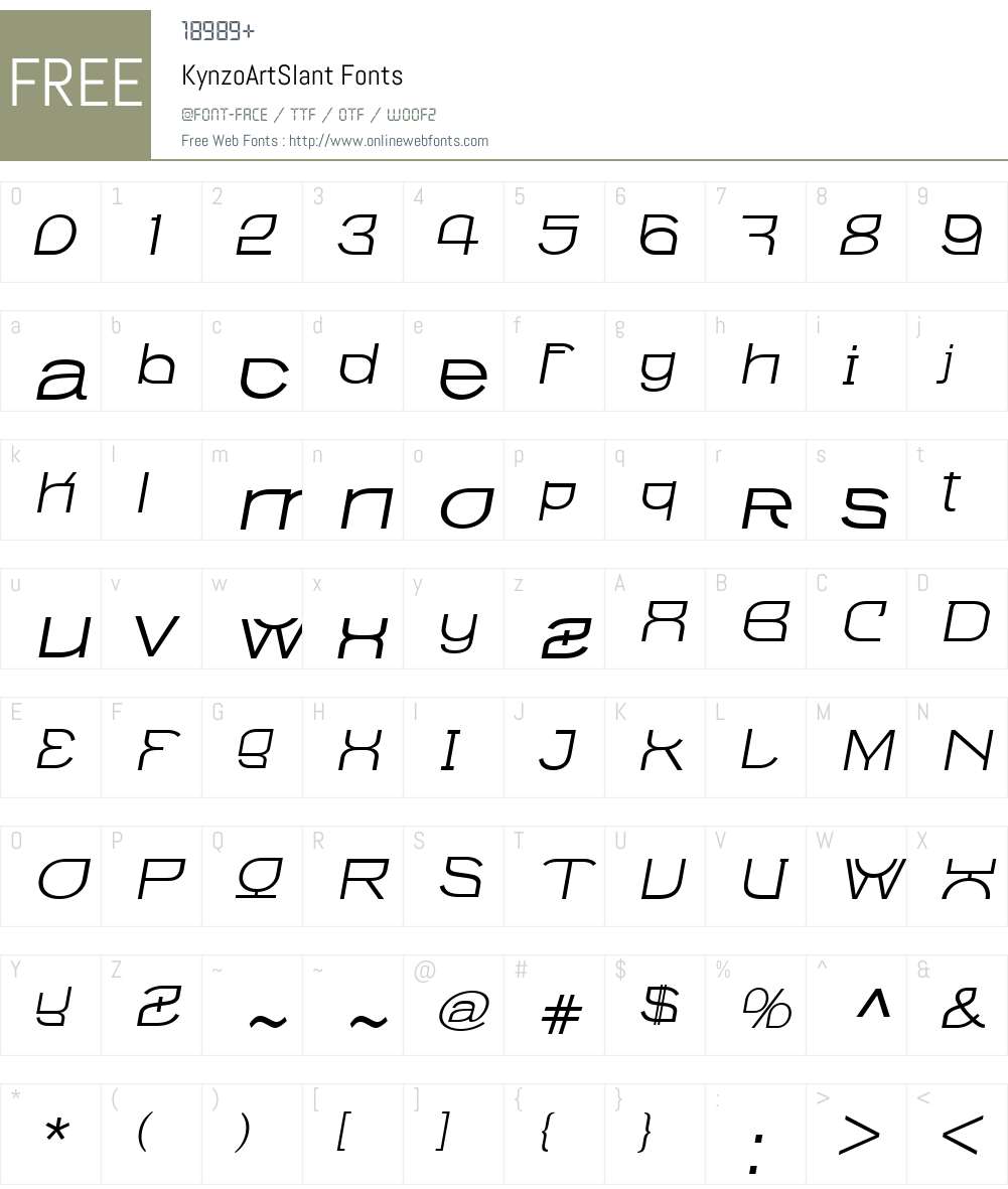 KynzoArtW01-Slant Font Screenshots