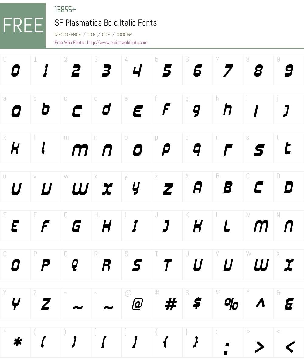SF Plasmatica Font Screenshots