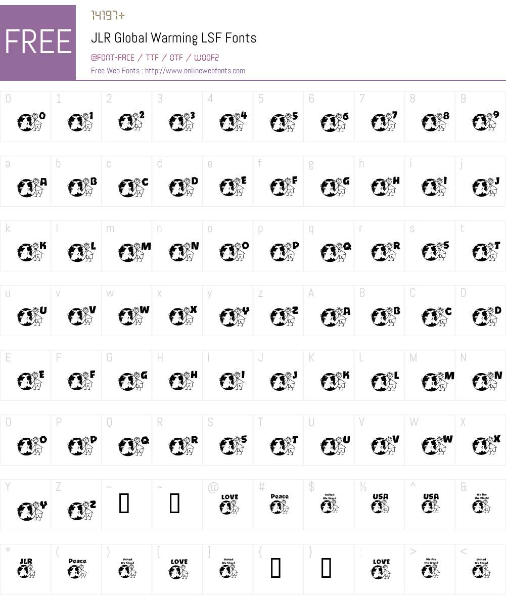 JLR Global Warming LSF Font Screenshots