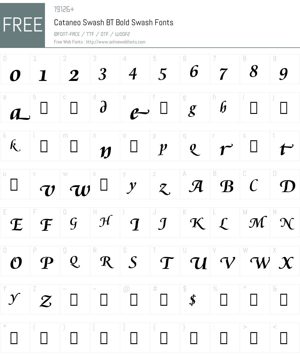 Cataneo Swash BT Font Screenshots