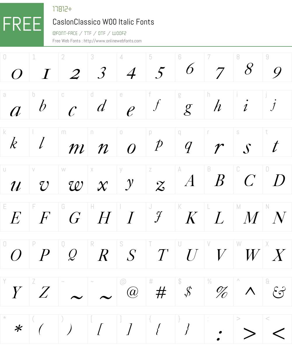 CaslonClassicoW00-Italic Font Screenshots