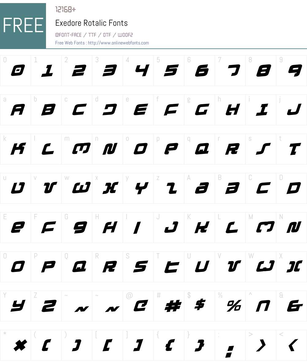 Exedore Rotalic Font Screenshots
