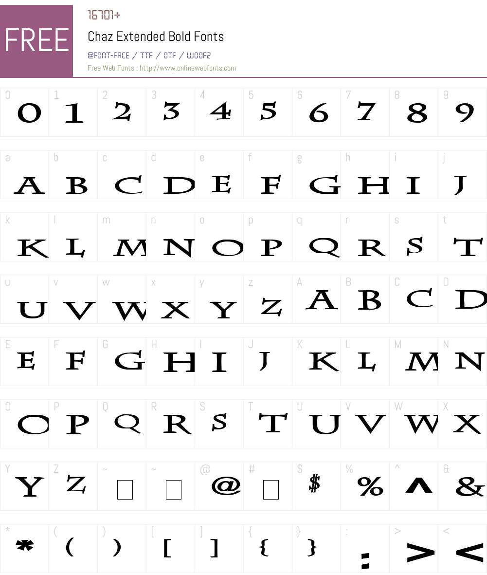 Chaz Extended Font Screenshots