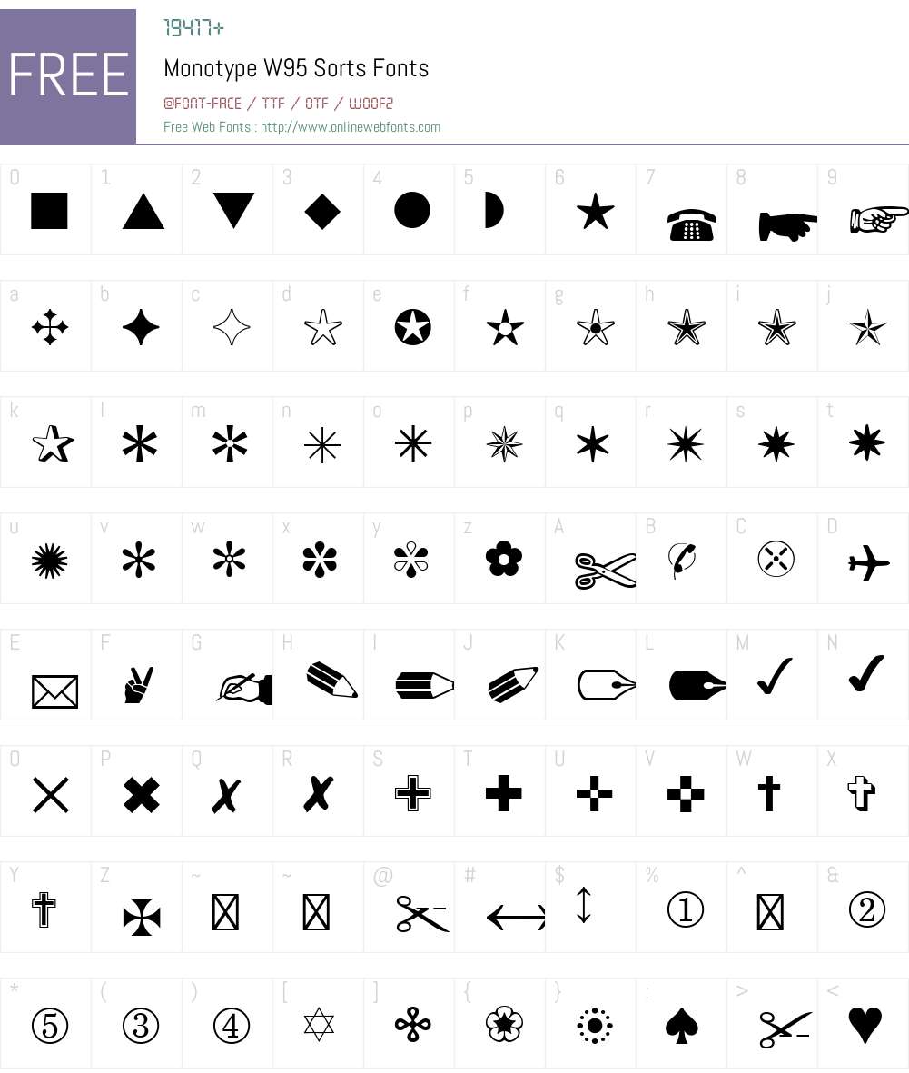Monotype Sorts Font Screenshots