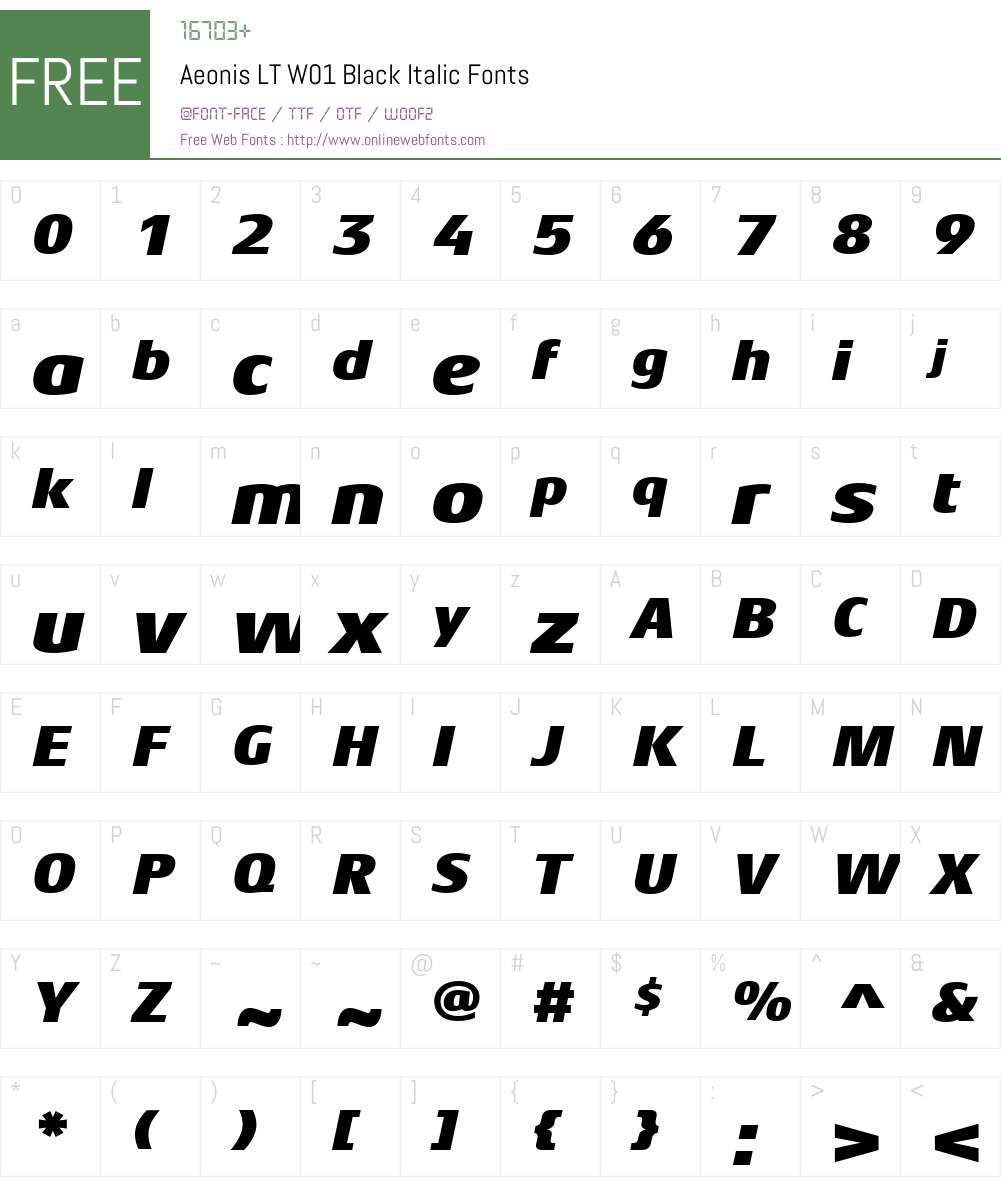 AeonisLTW01-BlackItalic Font Screenshots