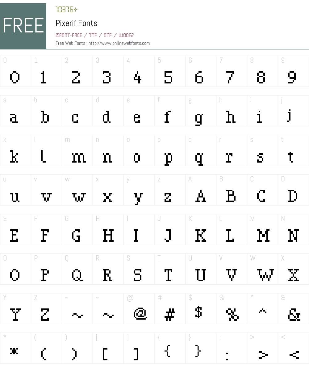 Pixerif Font Screenshots