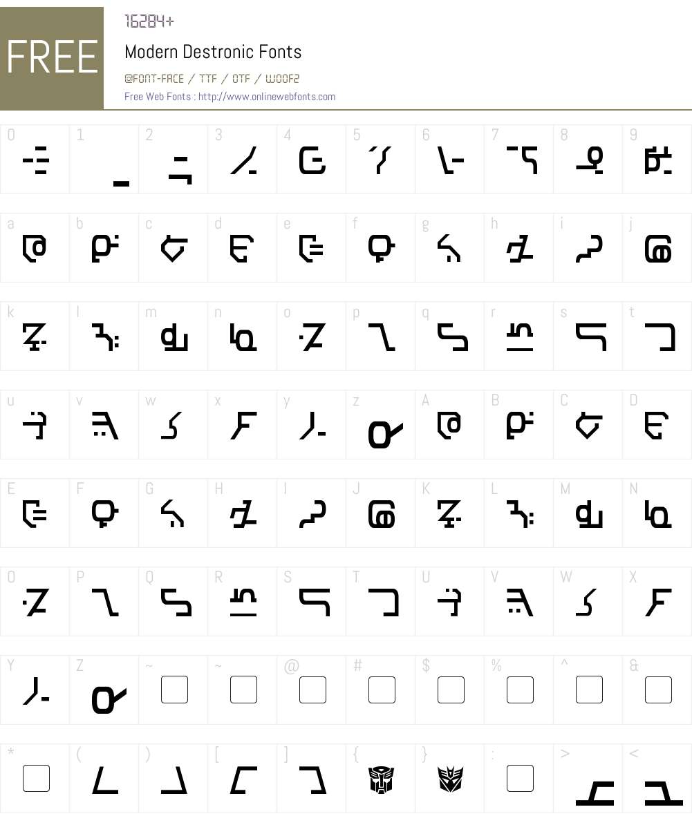Modern Destronic Font Screenshots