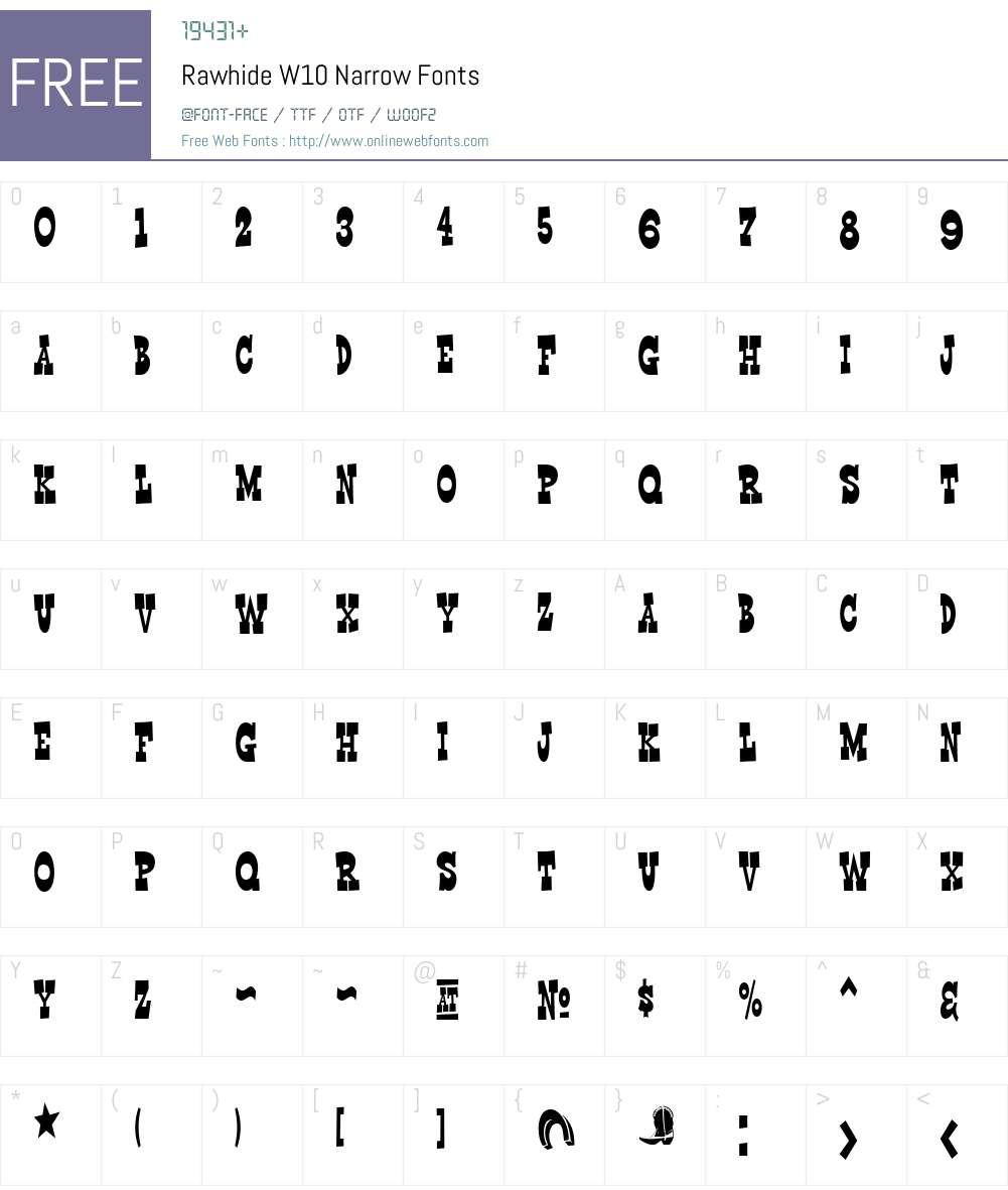 Rawhide Font Screenshots