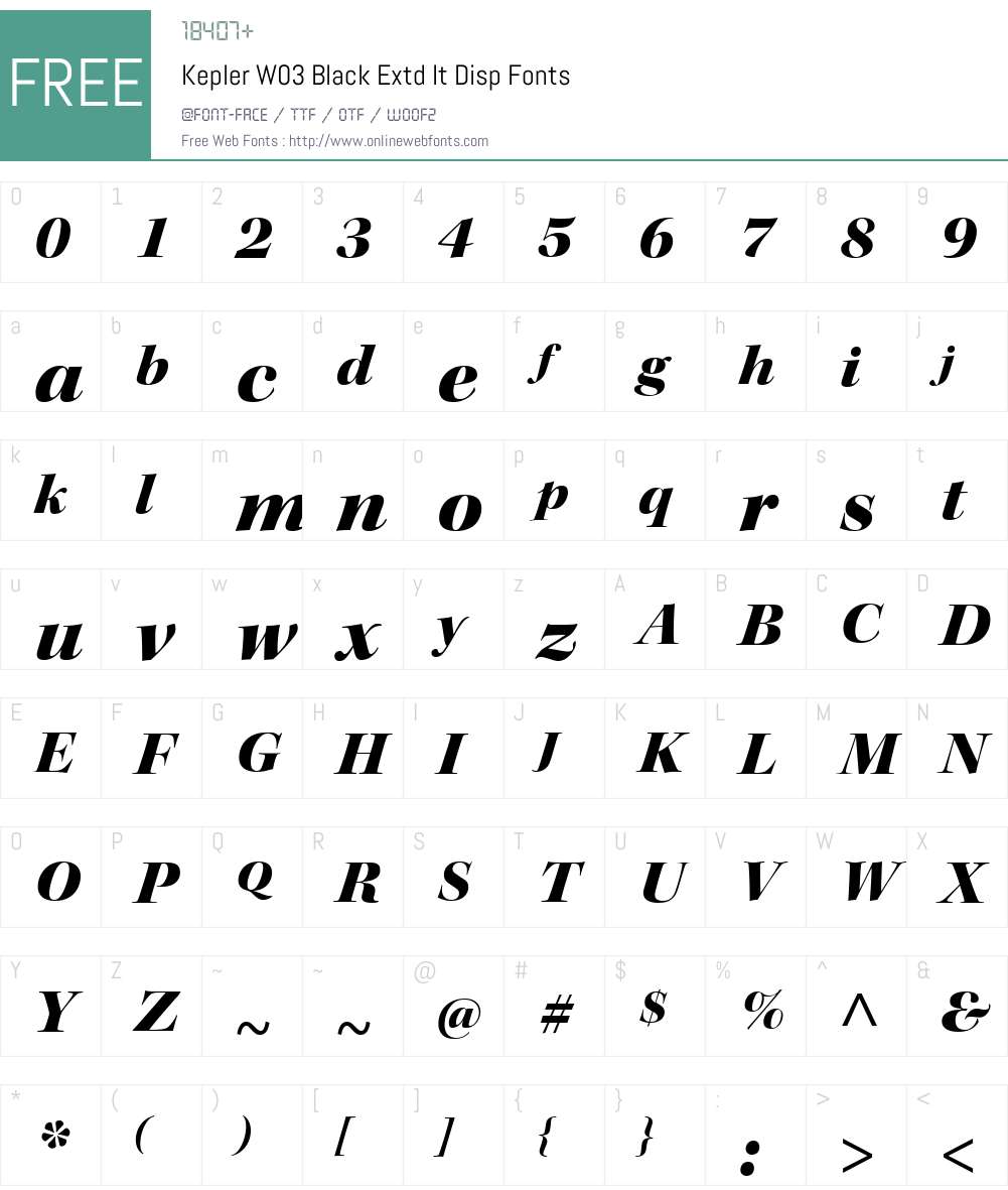 KeplerW03-BlackExtdItDisp Font Screenshots