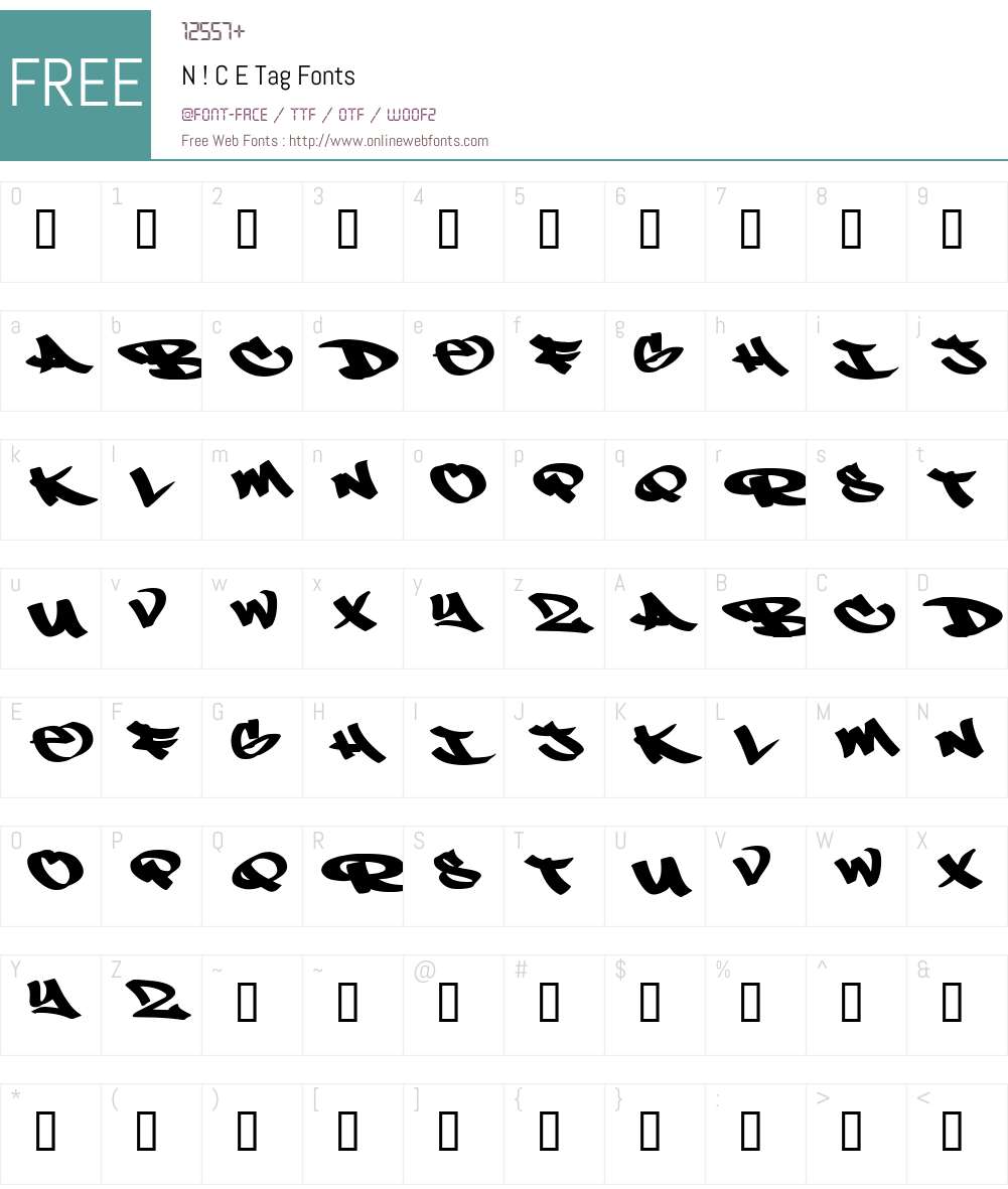 N ! C E Tag Font Screenshots