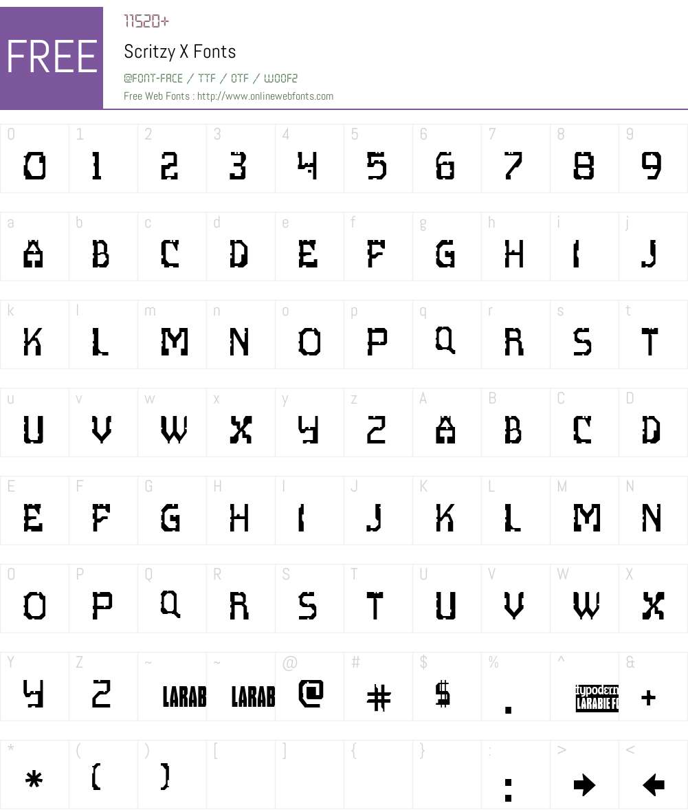 Scritzy X Font Screenshots