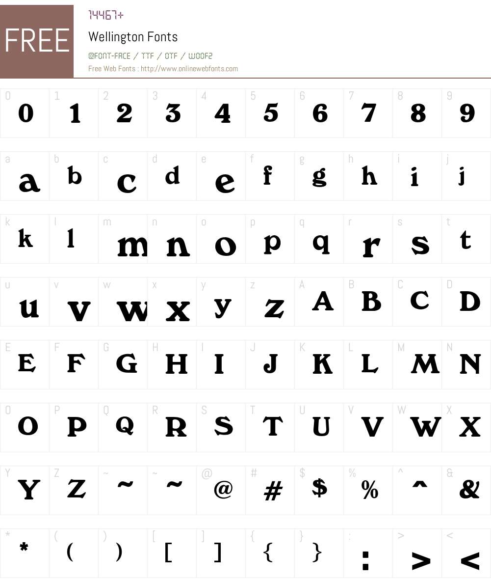 Wellington Font Screenshots