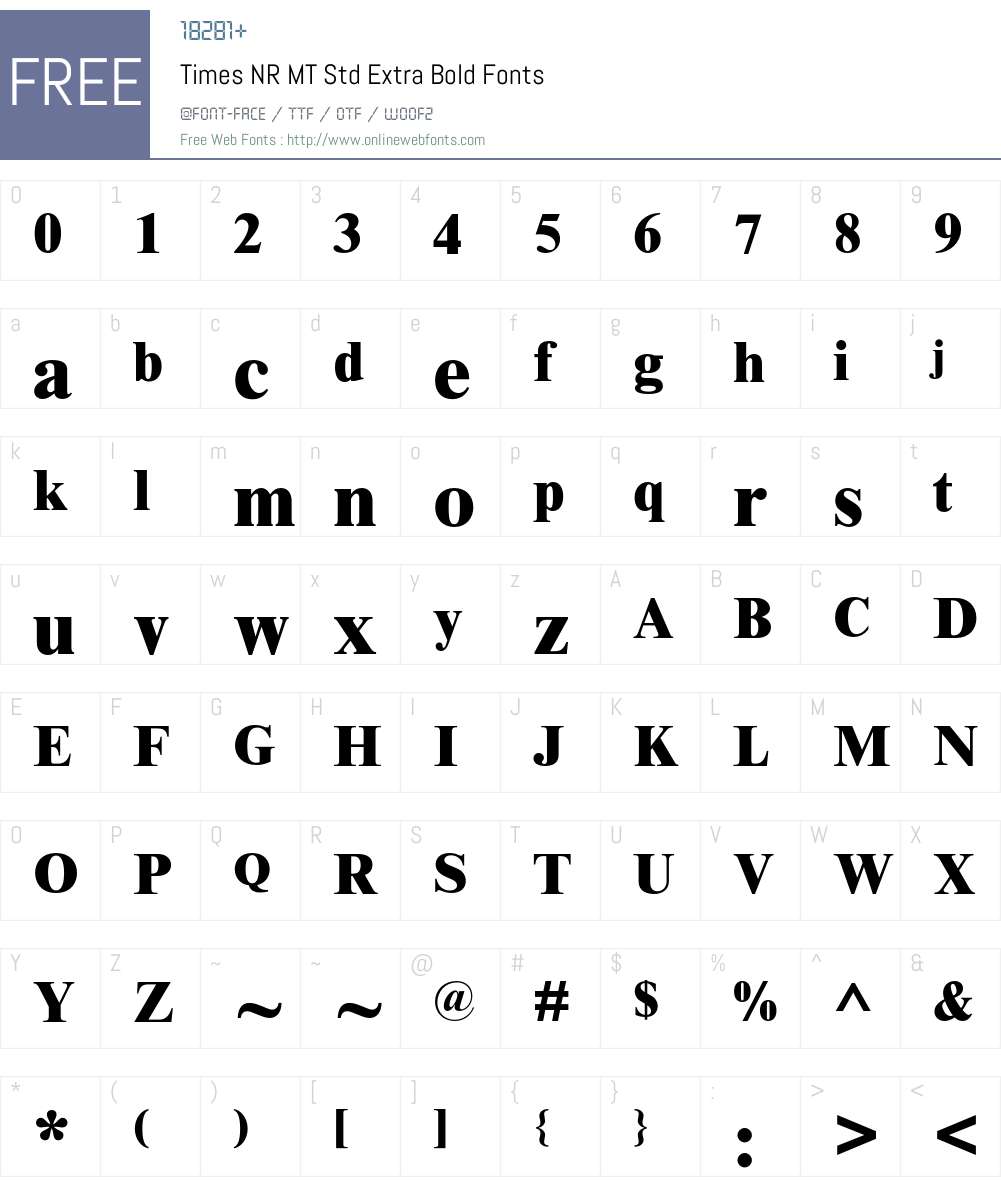 Times NR MT Std Font Screenshots