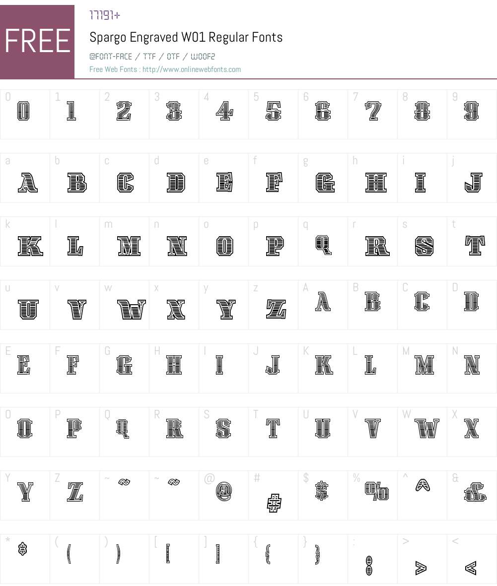 SpargoEngravedW01-Regular Font Screenshots