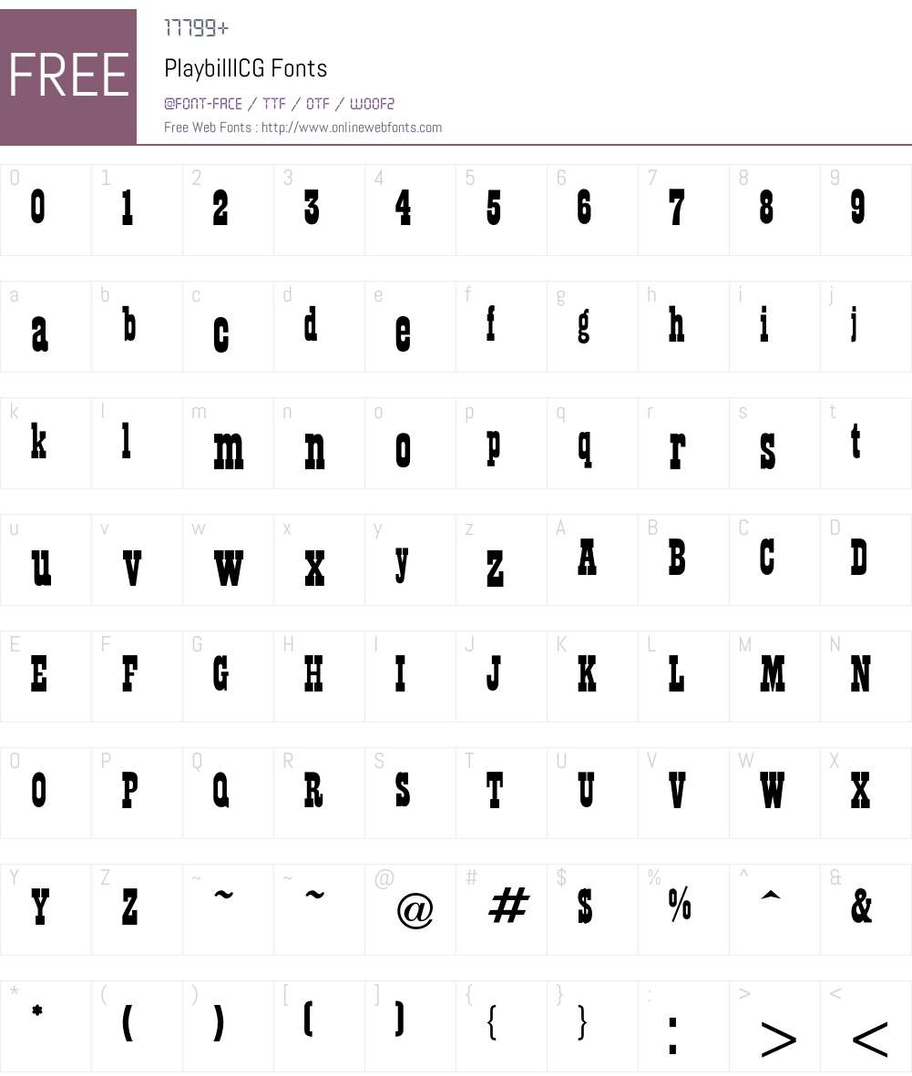 Playbill Font Screenshots