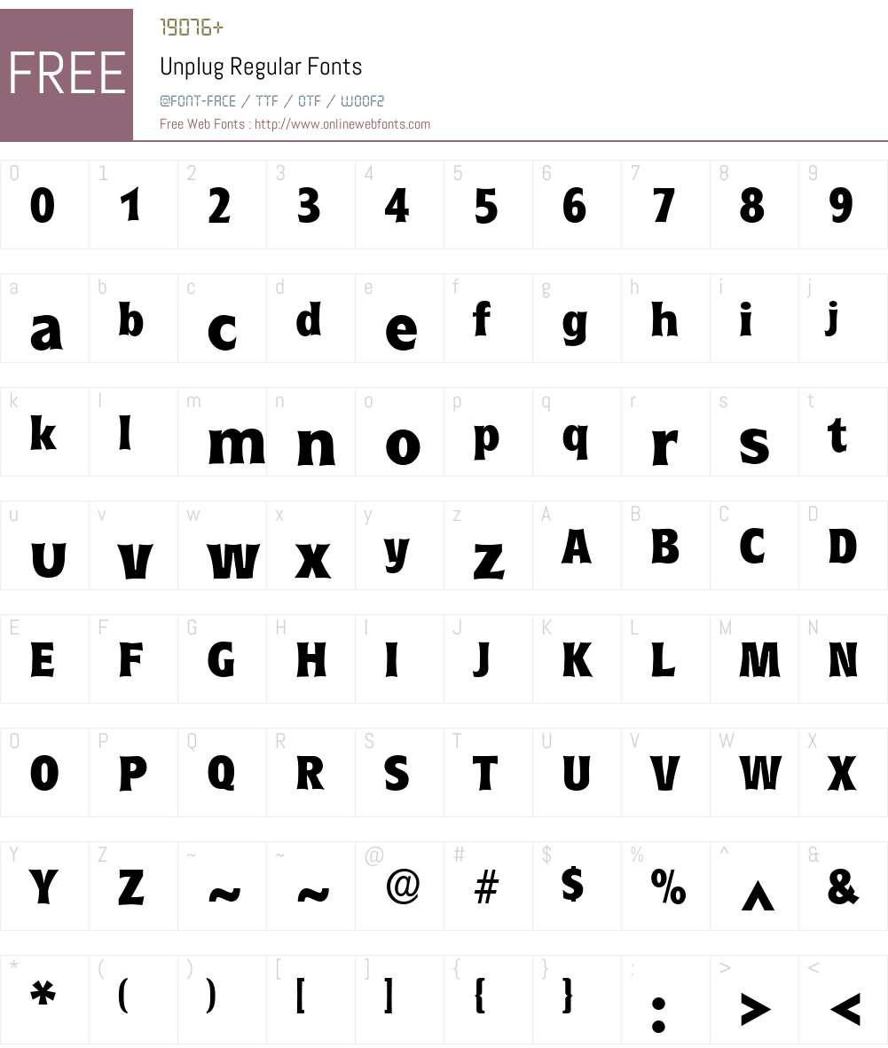 Unplug Font Screenshots