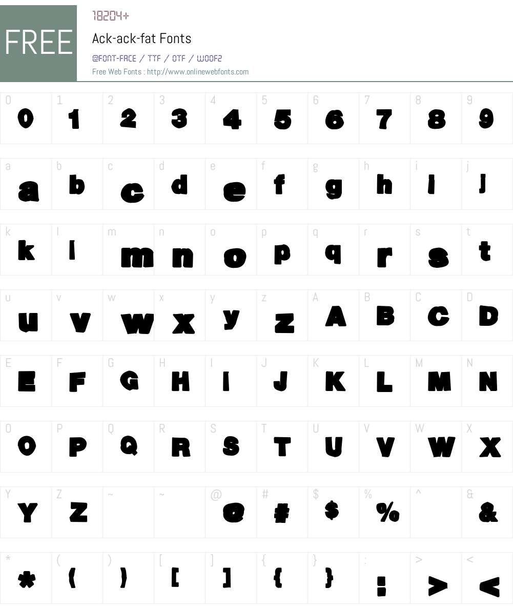 Ack-ack Font Screenshots