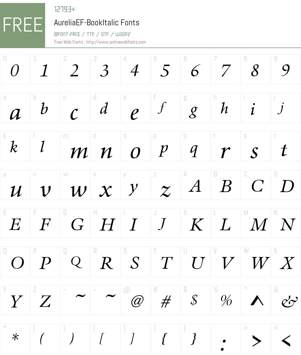AureliaEF-BookItalic Font Screenshots