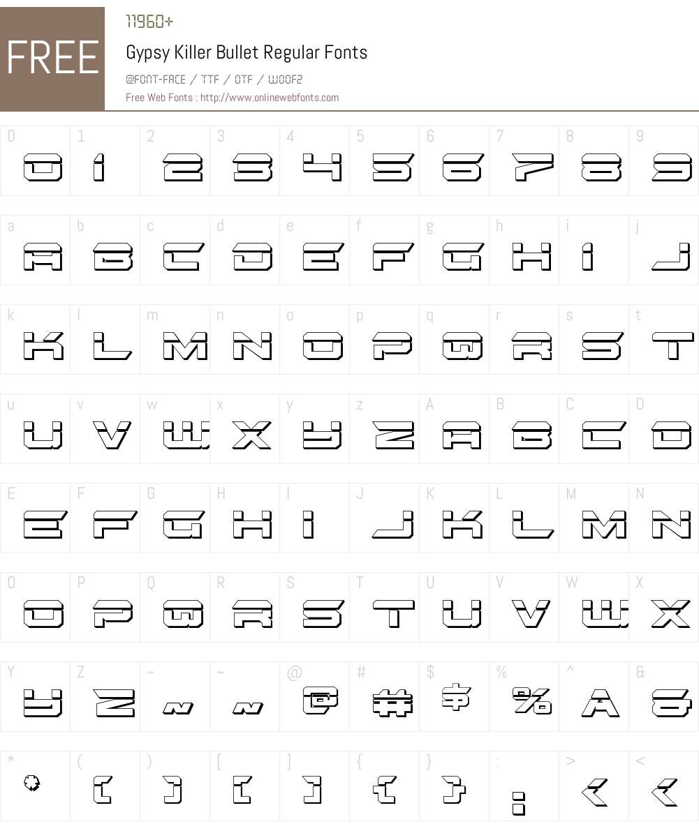 Gypsy Killer Bullet Font Screenshots