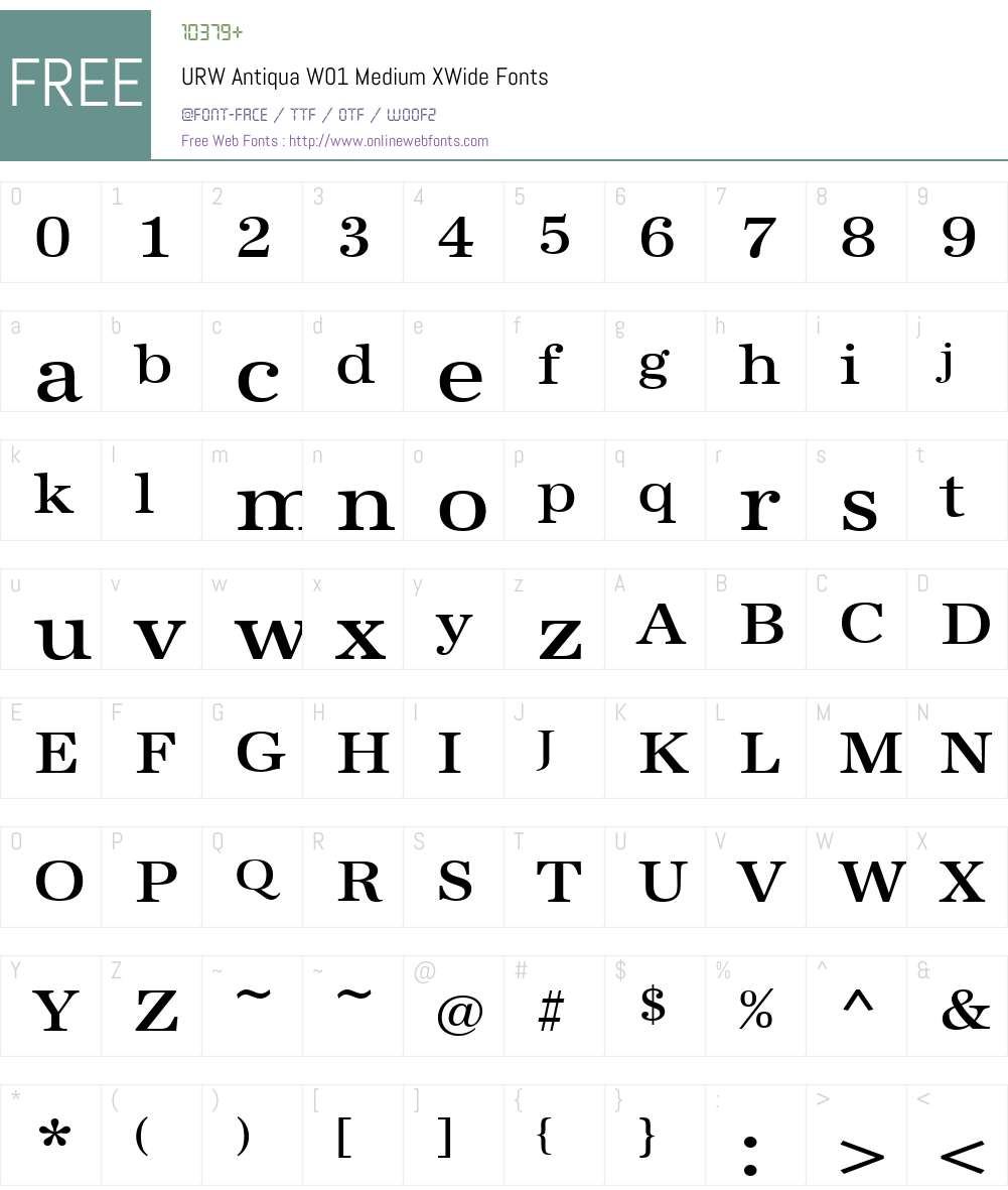 URWAntiquaW01-MediumXWide Font Screenshots
