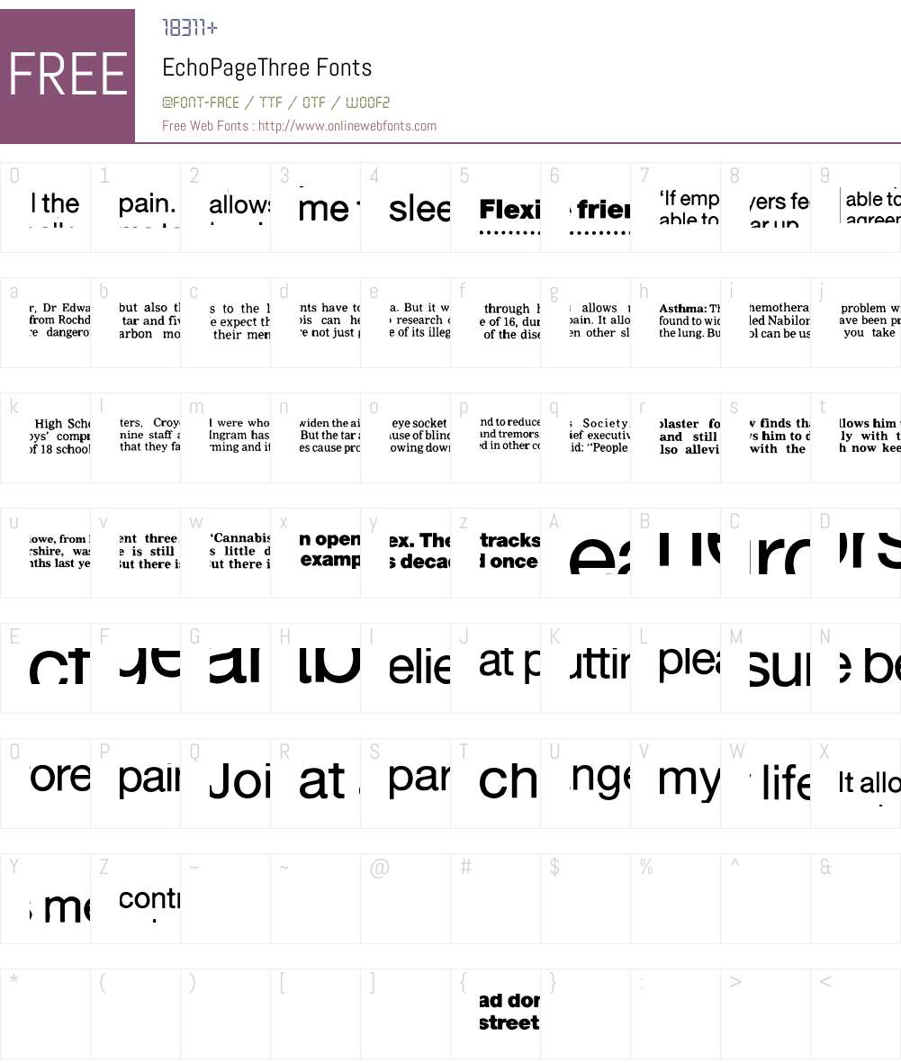 EchoPageThree Font Screenshots