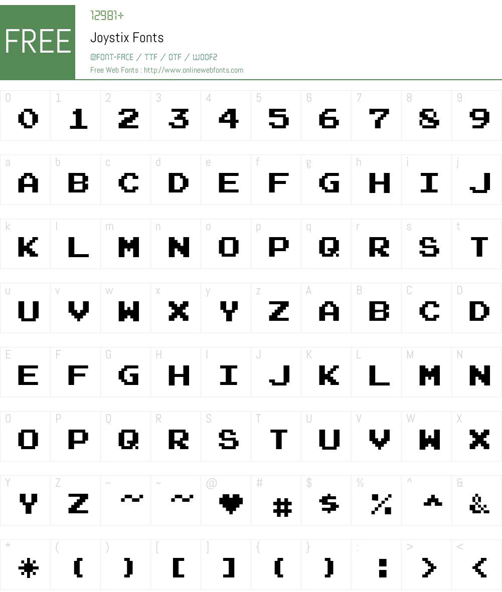 Joystix Font Screenshots
