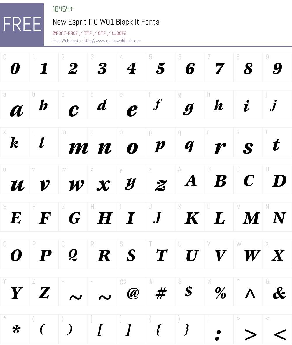NewEspritITCW01-BlackIt Font Screenshots