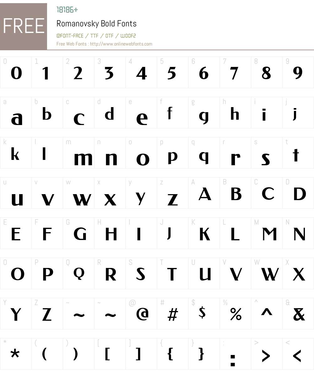 Romanovsky-Bold Font Screenshots