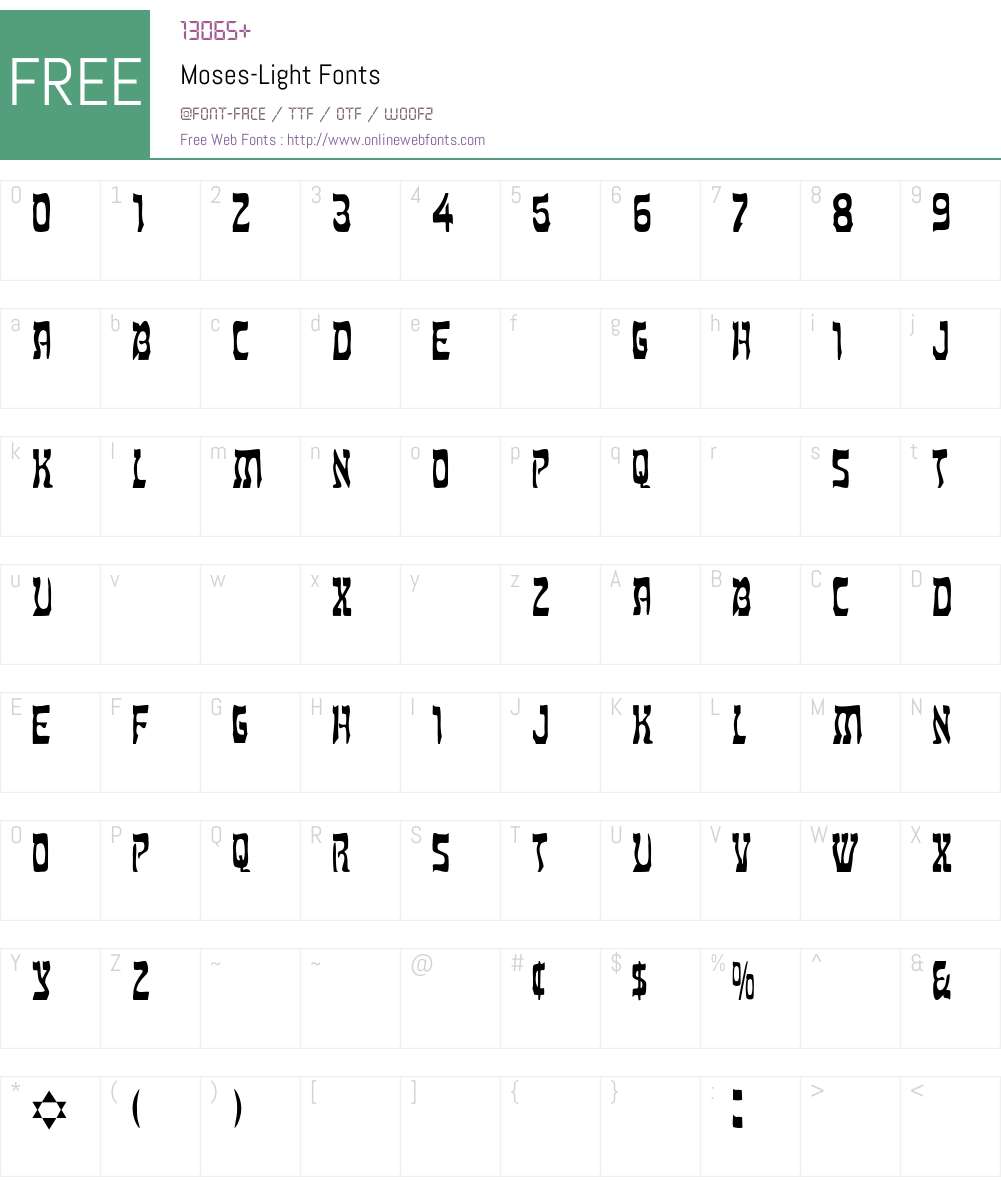 Moses-Light Font Screenshots