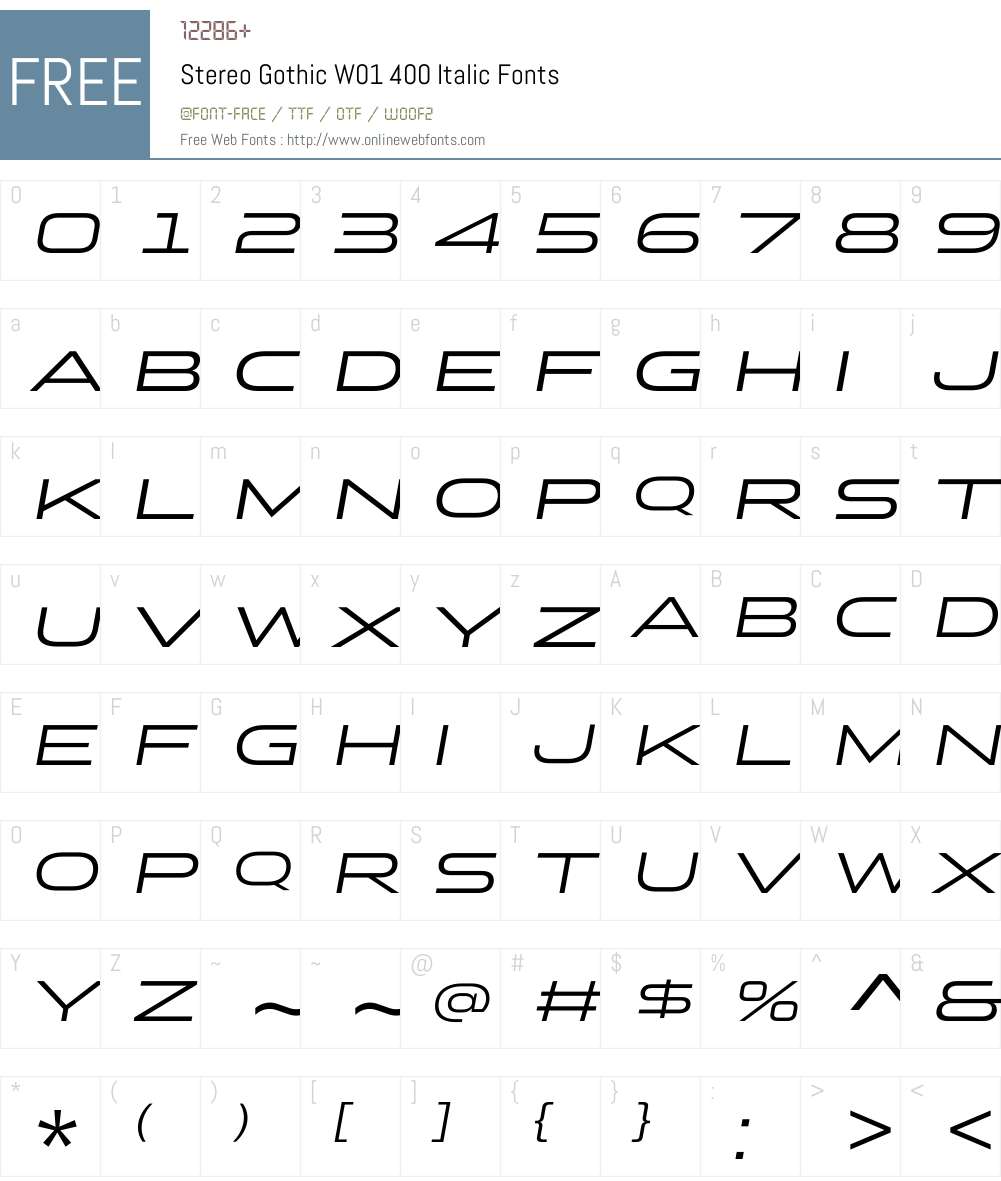 StereoGothicW01-400Italic Font Screenshots