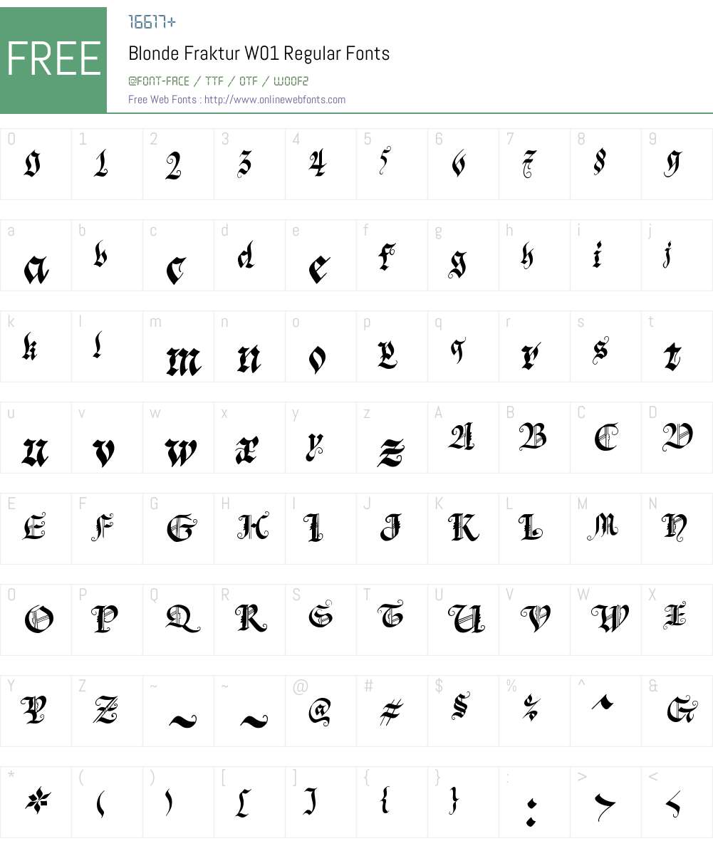 BlondeFrakturW01-Regular Font Screenshots