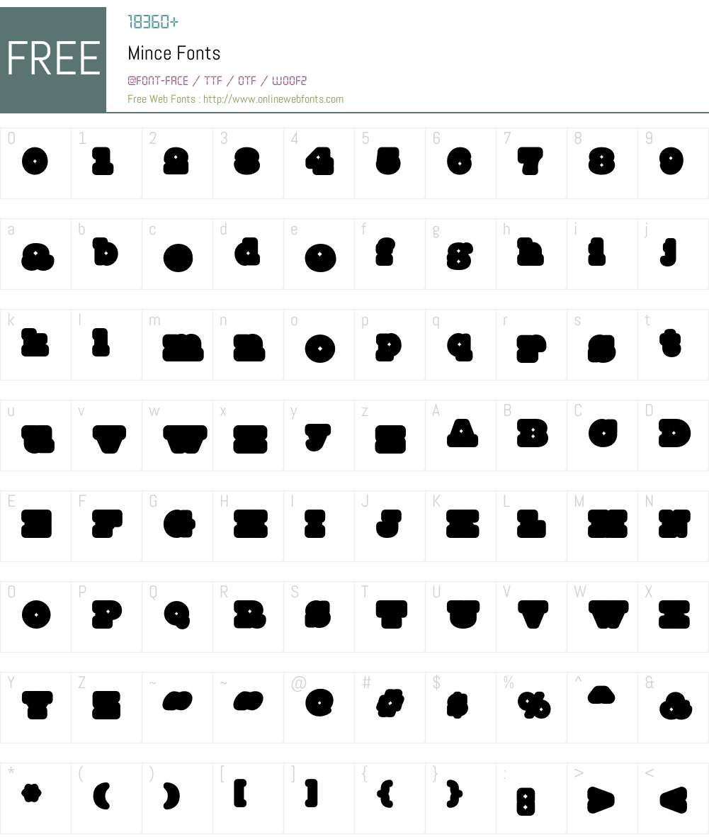 Mince Font Screenshots