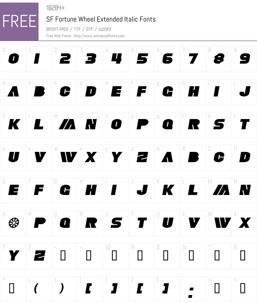 SF Fortune Wheel Extended Font Screenshots