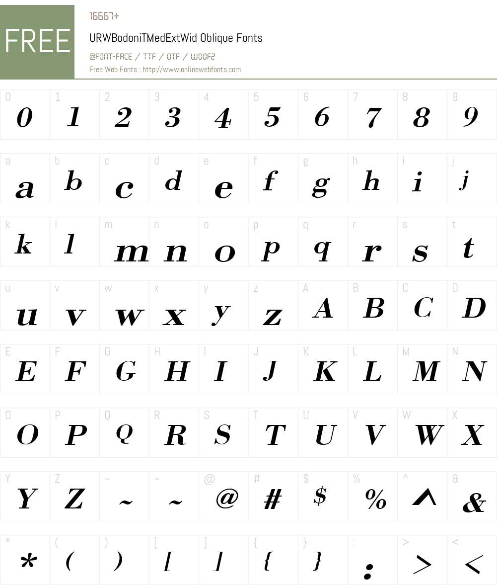 URWBodoniTMedExtWid Font Screenshots