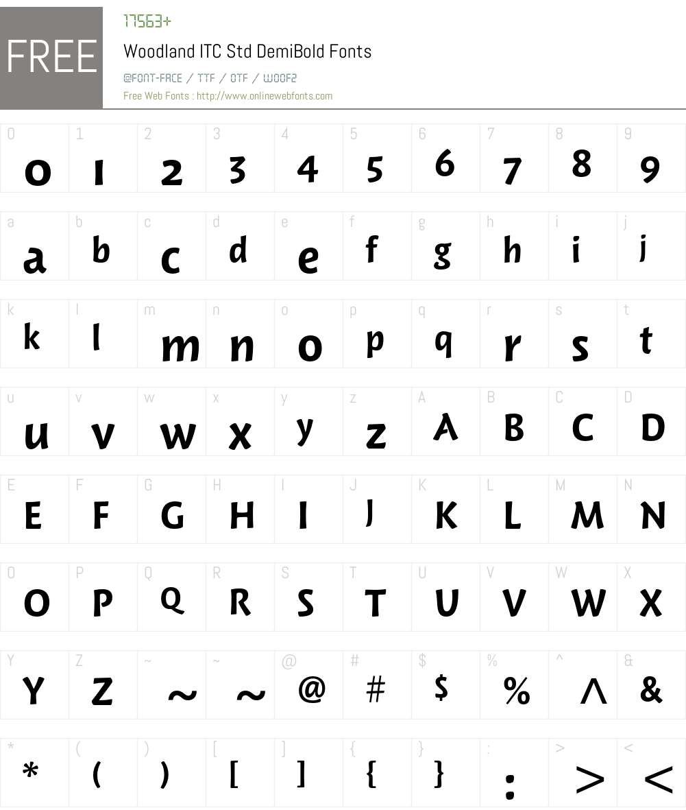 Woodland ITC Std Font Screenshots