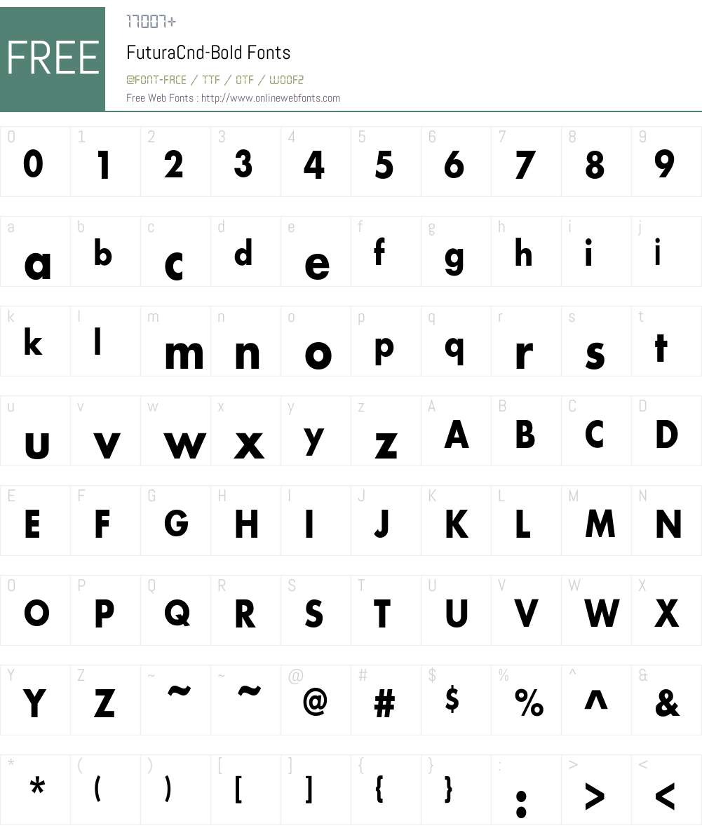 FuturaCnd-Bold Font Screenshots